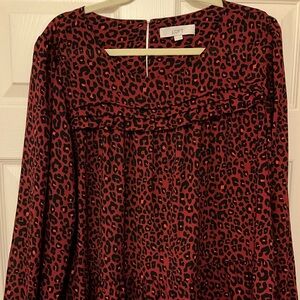 LOFT XXL Burgundy Animal Print Top STUNNING!